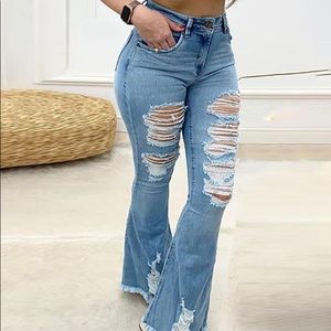 Vintage Reunion ripped flare jeans